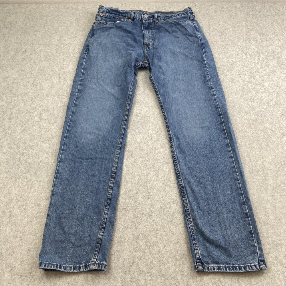 Levis 505 Jeans Mens 34x32 (33x29) Blue Med Wash Regular Straight Stretch Denim